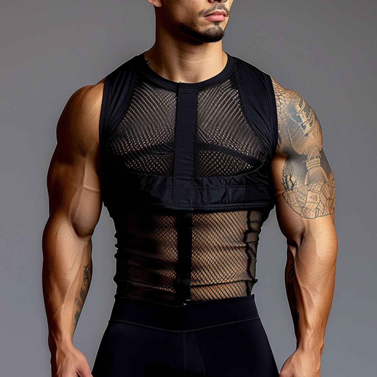 Men's Tank Tops Summer Plus Size Men Sexy Transparent Mesh Sports Fitness Sleeveless Vest