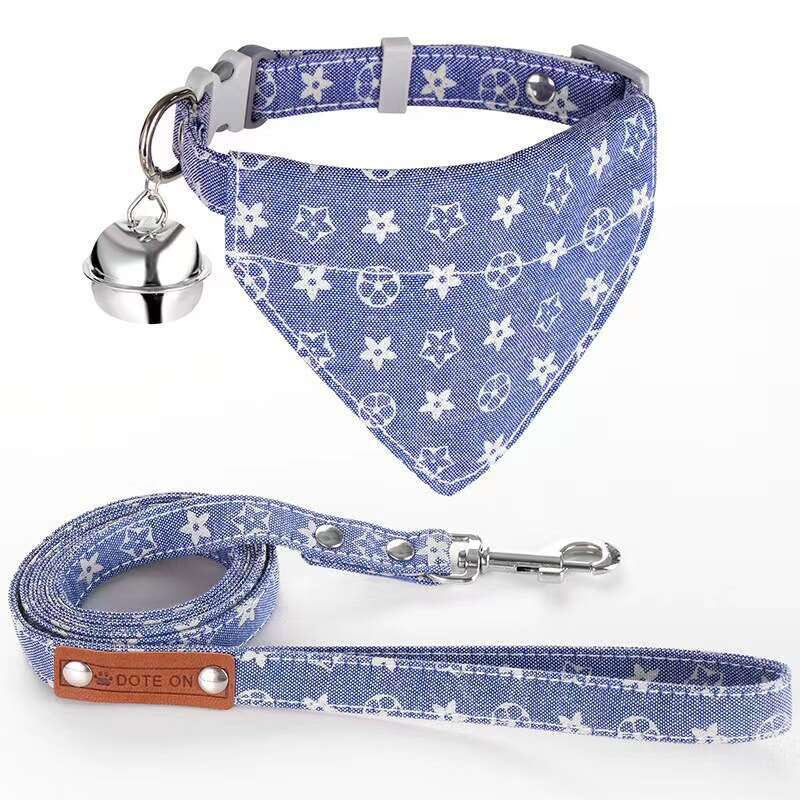 Pet collar Designer Cat Dog Leash Luxury triangular bandage Cotton polyester blend Pets travel equipment set