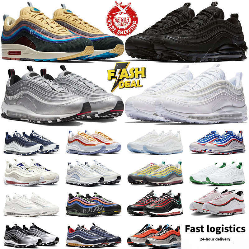 designer sneakers running shoes for men women 97 Triple Black White 97s Sean Sier Bullet Bred Have A Nice Day outdoor sports trainers sneaker