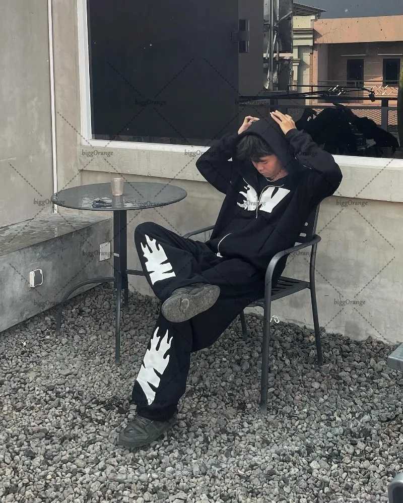 2024 American New Style Letter Print Fashion Loose Zipper Hoodie Men Harajuku R Casual Versatile Oversized Sweatshirt Women W251014