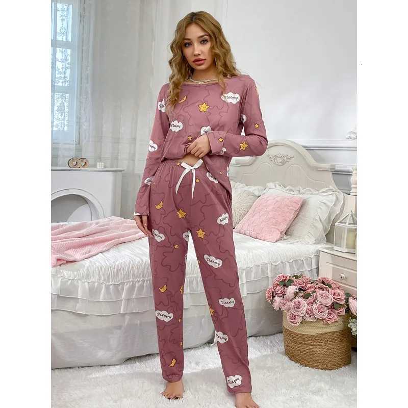 Women Pajamas Set Long Sleeve Top And Pants Sleepwear 2 Piece Set For Women Autumn Casual Loose Elastic Homewear SweetT251014