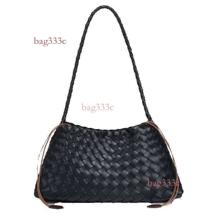 Handmade Woven Women's Handbag Shoulder Niche Underarm Small Square Bag Cowhide Woven Bag