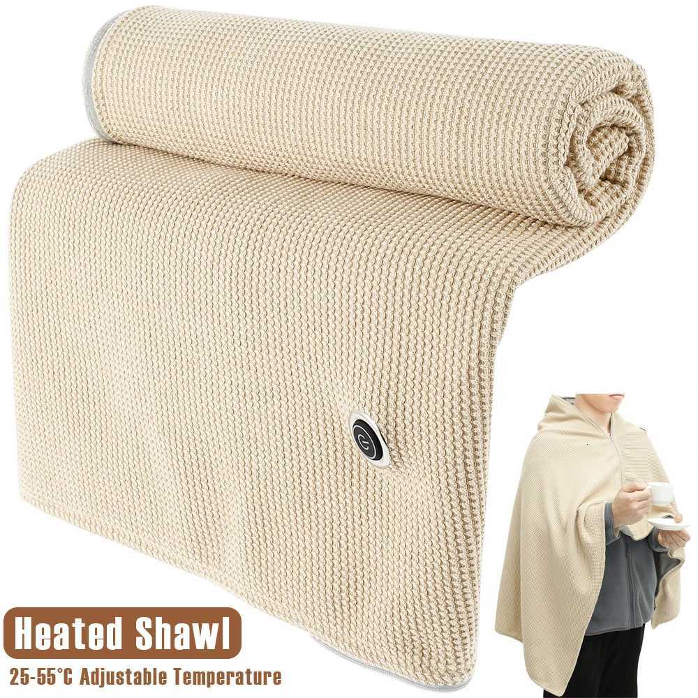Heated Shawl Needle Cotton Electric Heated Blanket Shawl with Zipper 2555 Adjustable Temperature Thermal Shawl for Home Office Y251014