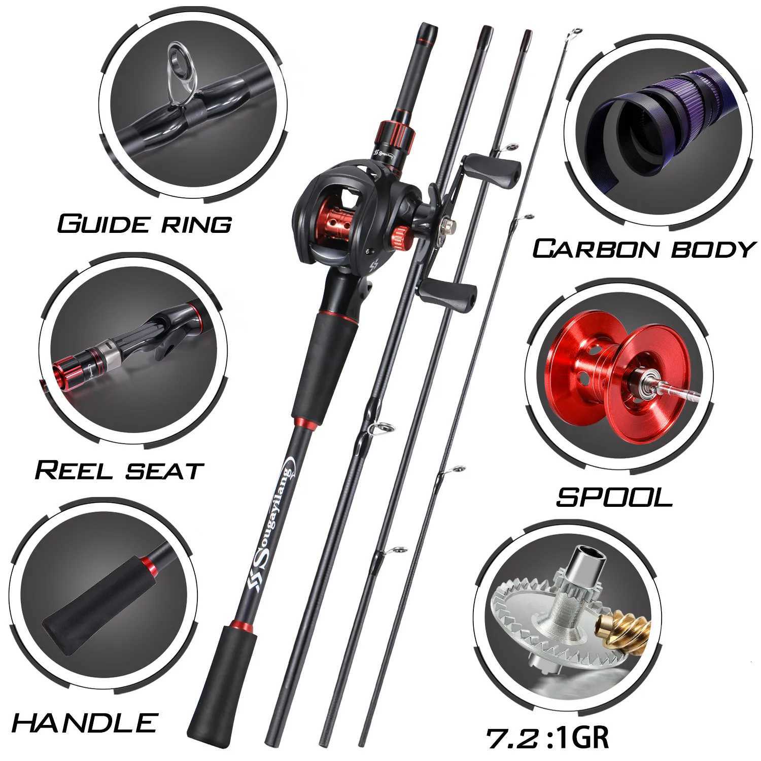 Sougayilang Fishing Combo 1821m Caon Fiber Rod 721 High Speed Reel with Diverse Lures for freshwater Saltwater Fishing Y251014