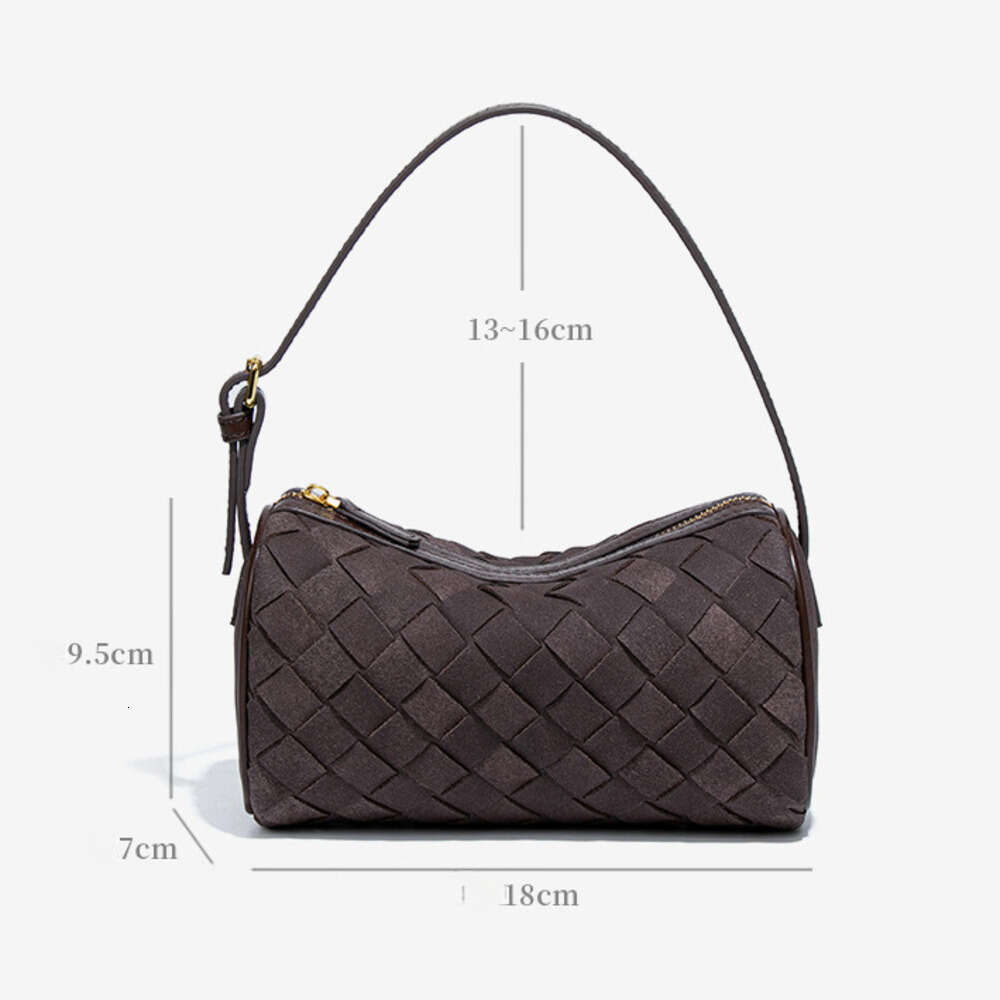 Design Autumn Winter Suede Cylinder Woven High-end Feel Single Shoulder Underarm Handheld Pillow Camera Bag