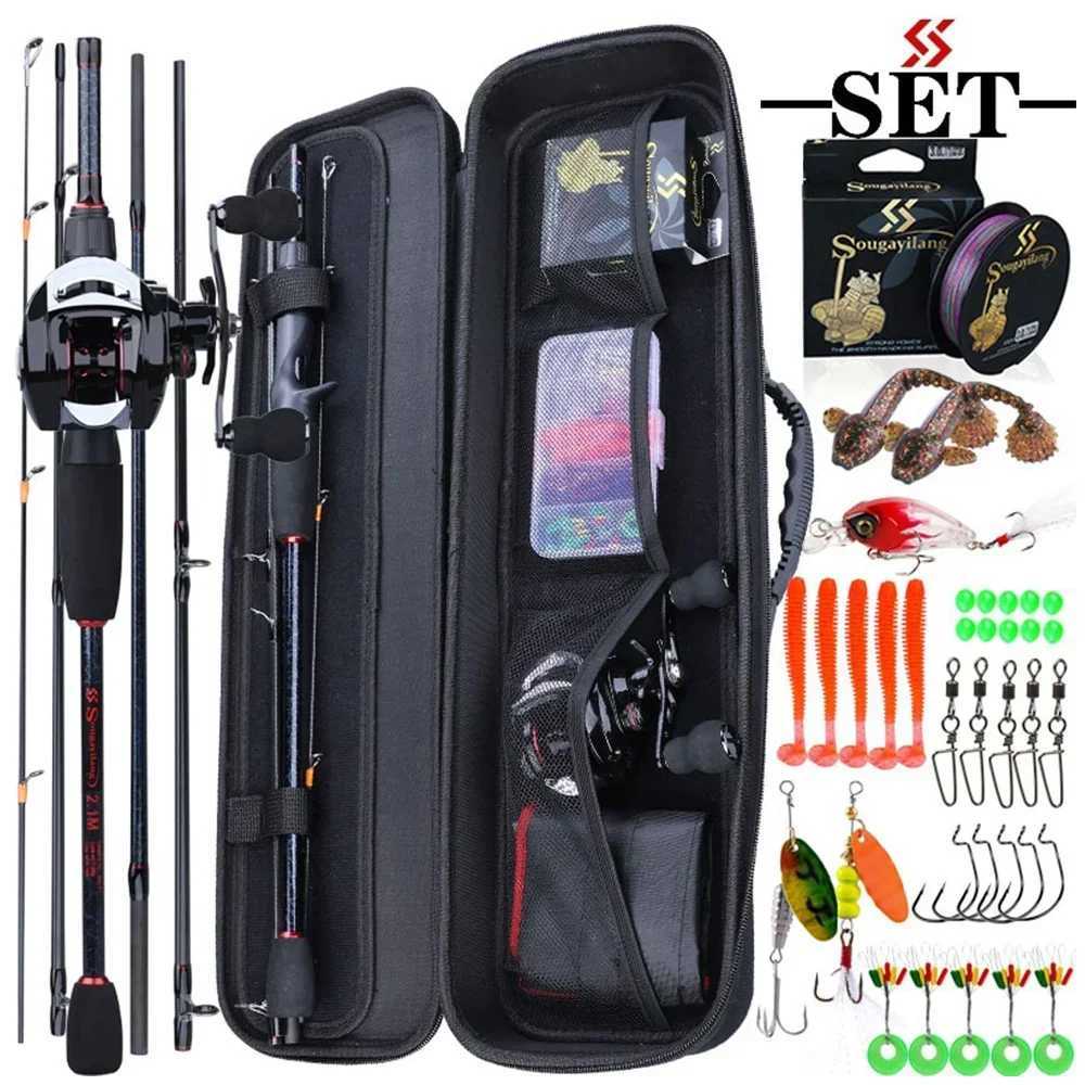 Sougayilang Fishing Rods and Reels Full Set Bag Portab 5 Sections Fishing Rod 2LB Max Drag Baitcasting Reel Carp Fishing Y251014