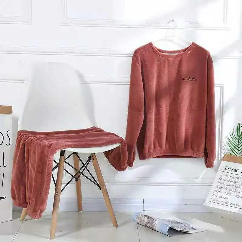 Autumn and Winter New Warm Coral Fleece Pajamas Homewear Suit Fashion Fairy Warm Suit Leisure Homewear Can Be Worn Outside Loose Y251013