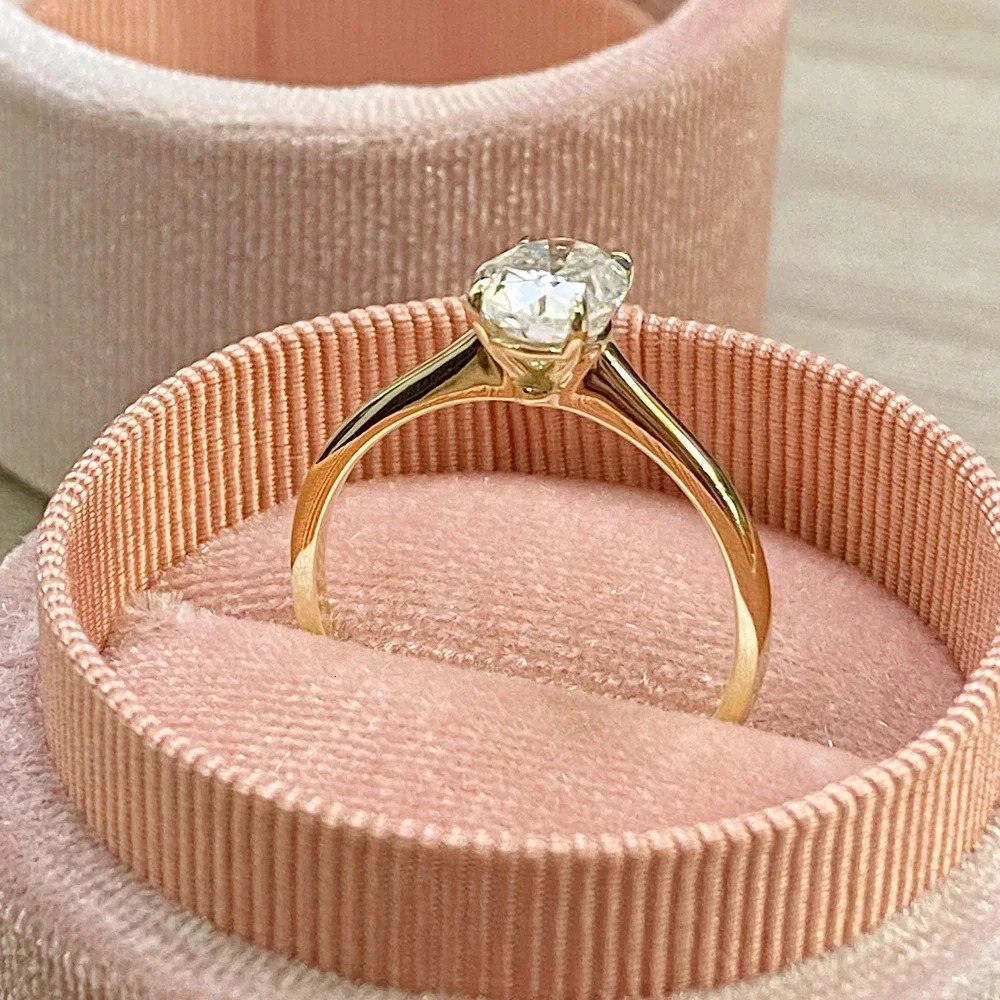 Kuololit 585 14K Yellow Gold 15CT 10CT Moissanite Ring for Women Ova Solitaire Ring Engagement Moissanite with Certificate GRA 251010