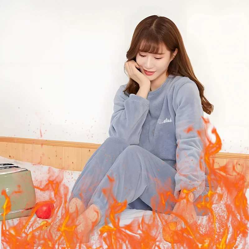 Womens Coral Velvet Pajama Set Thickened Warm Homewear Autumn Winter Maternity Loungewear Soft Sleepwear Gift for New Moms Y251013