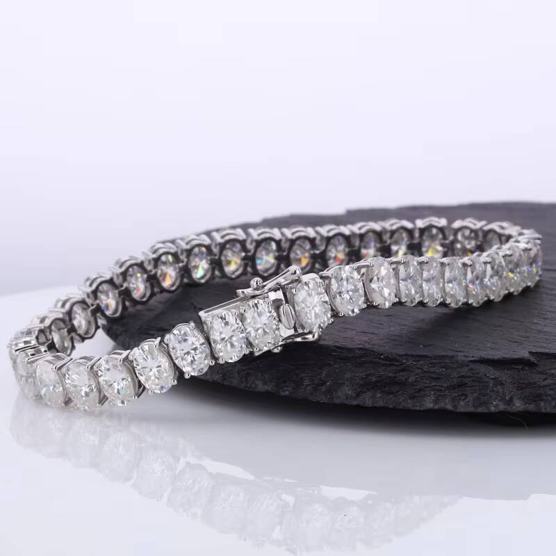 Fine Jewelry Men Women 9K Baguette Tennis Chain 925 Silver VVS Moissanite Tennis Bracelet 35mm Party Gift Elegant Bangle