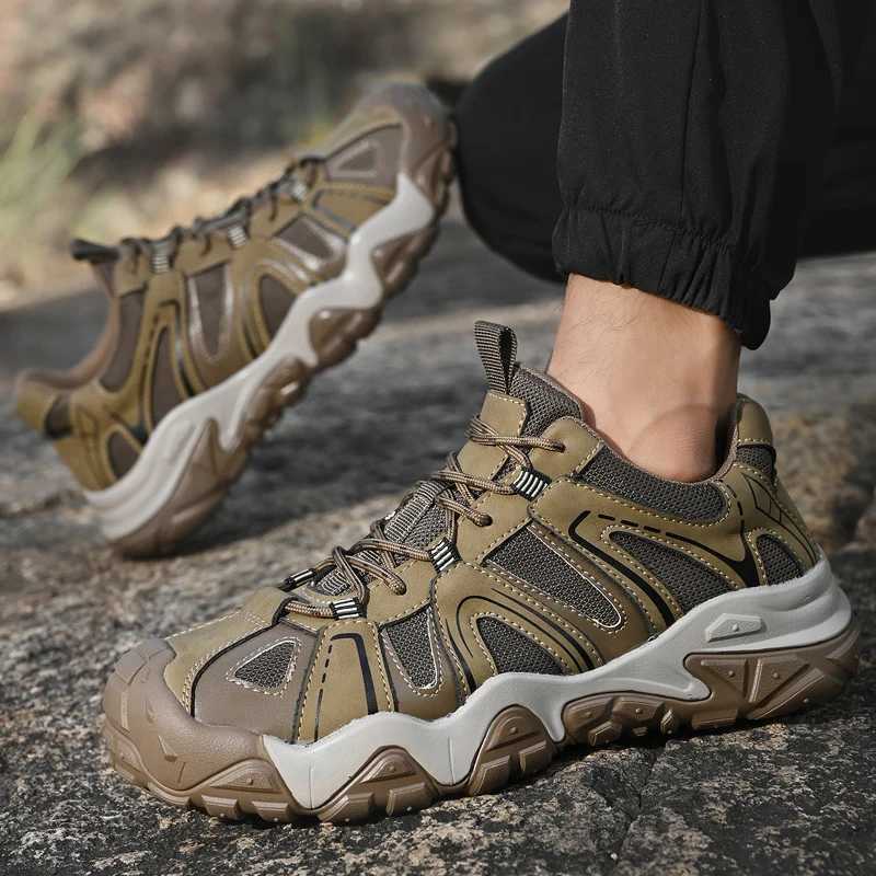 Outdoor Sports Soft Walking Footwear Hiking Shoes Outdoor Mens Sneakers NonSlip Casual Leather Shoes Comfortable Driving Shoes C251014
