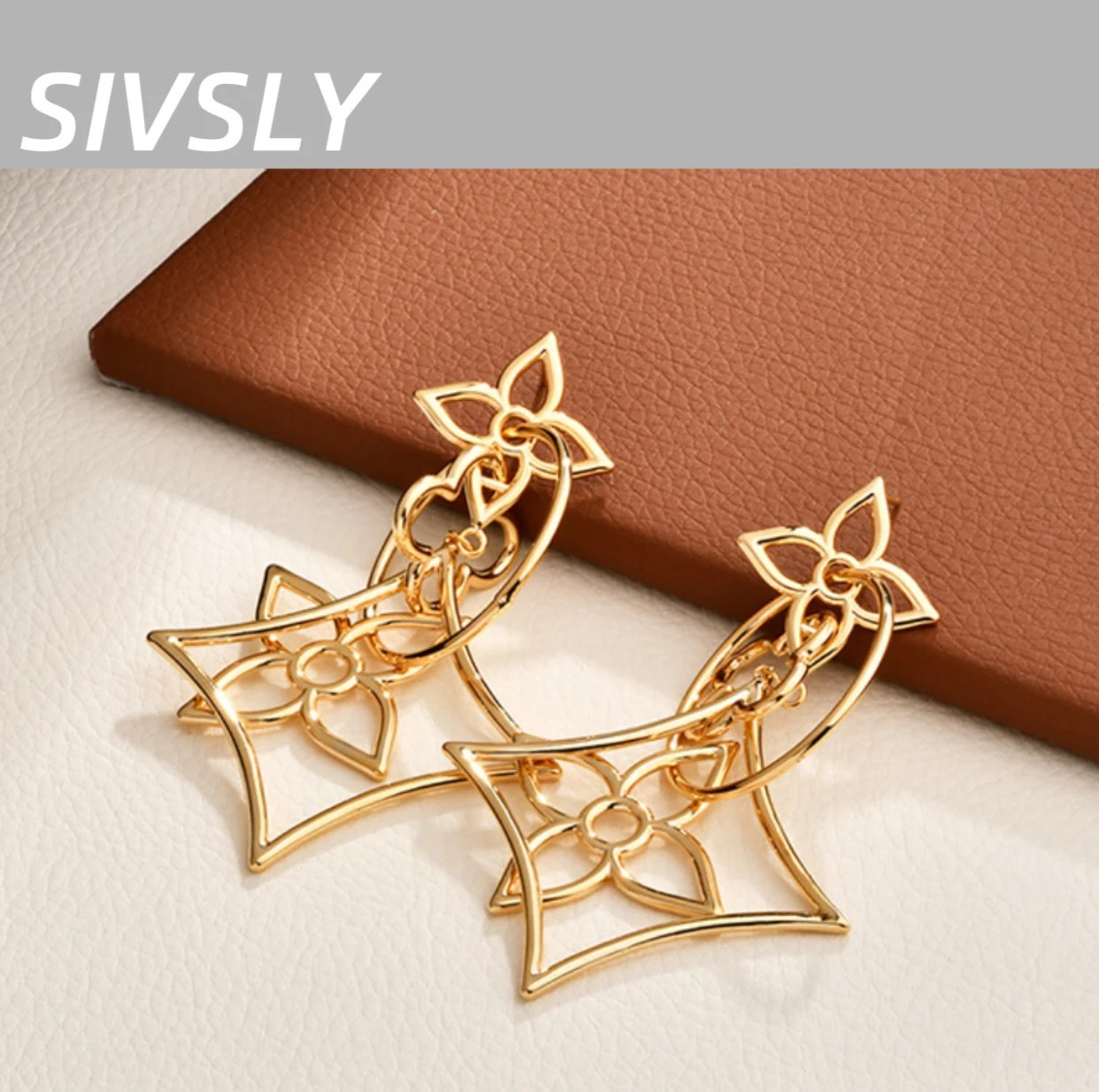 highend exaggerated temperament geometric shapes openwork earrings slender tassels selling earrings 251011