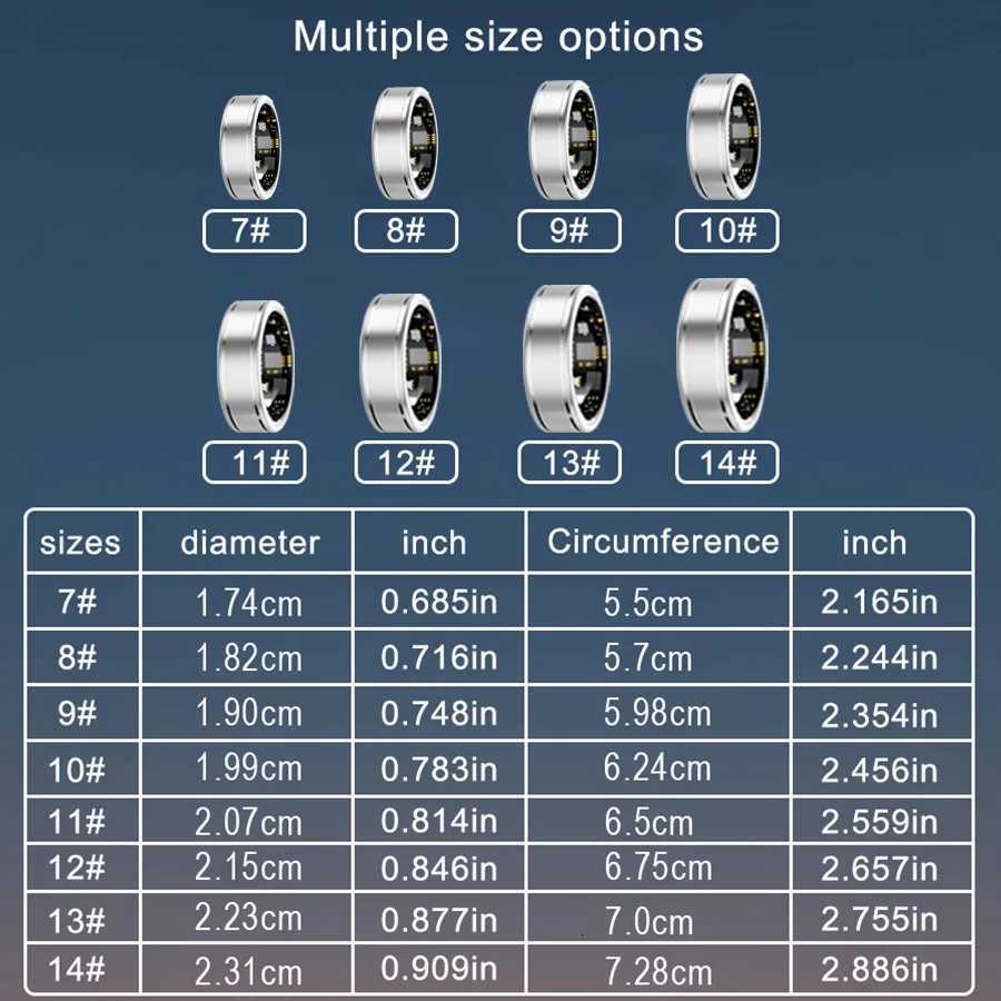 Smart Fitness Tracker Ring for Men And Wen Rate SpO2 Blood Pressure Sleep Monitoring Step Calorie Counter Y251014