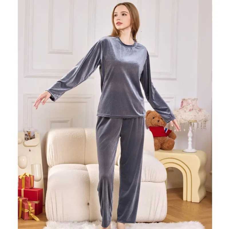 Womens Home Wear Suit Autumn And Winter Gold Velvet Longsleeved Trousers Pajamas Womens Suit Can Be Worn OutsideT251014