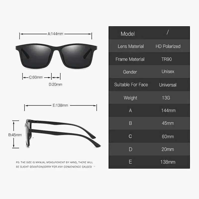 Luxury Men Polarized Sunglasses Fashion Vintage Square Ultra Light TR90 Frame Driving Fishing Sun Glasses For Man UV400 EyewearXJ251014
