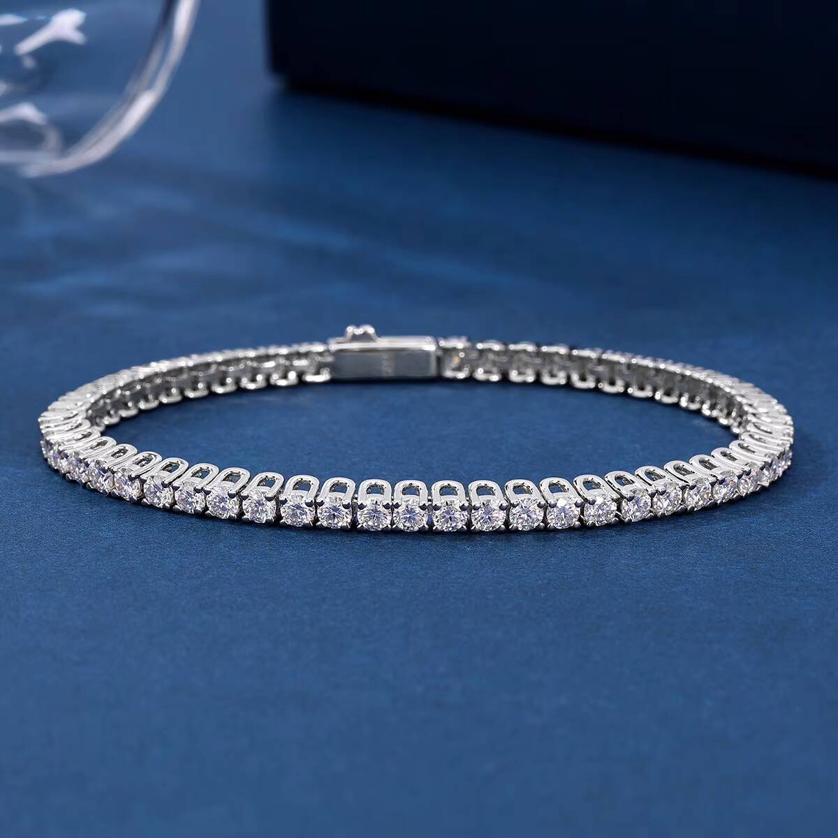 Hip Hop Mens Bracelet 3mm 4mm 5mm Moissanite Tennis Chain 925 Silver Fashion Moissanite Unisex Bracelet with GRA Certificate