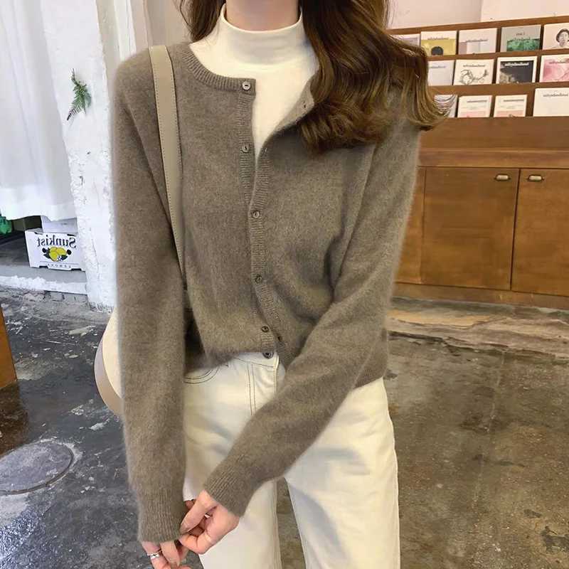 Autumn Casual Long Sved Knitted Cardigan Ele Solid Color One Sweater Jaet Spring Single Breasted Womens Cardigan W251014