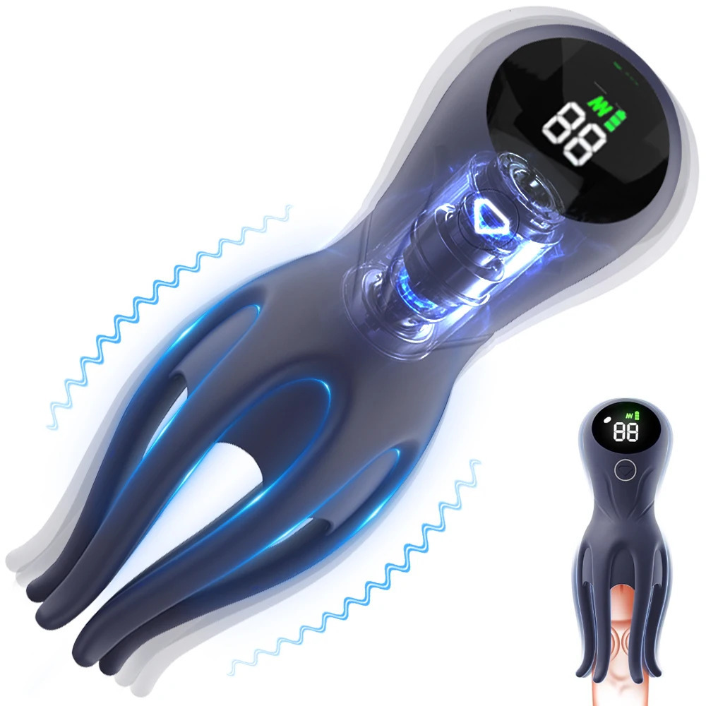 LCD Display Octopus Penis Exercise Massager For Male Adult Products Masturbation Aircraft Cup Electric Training Sex Toys 251011