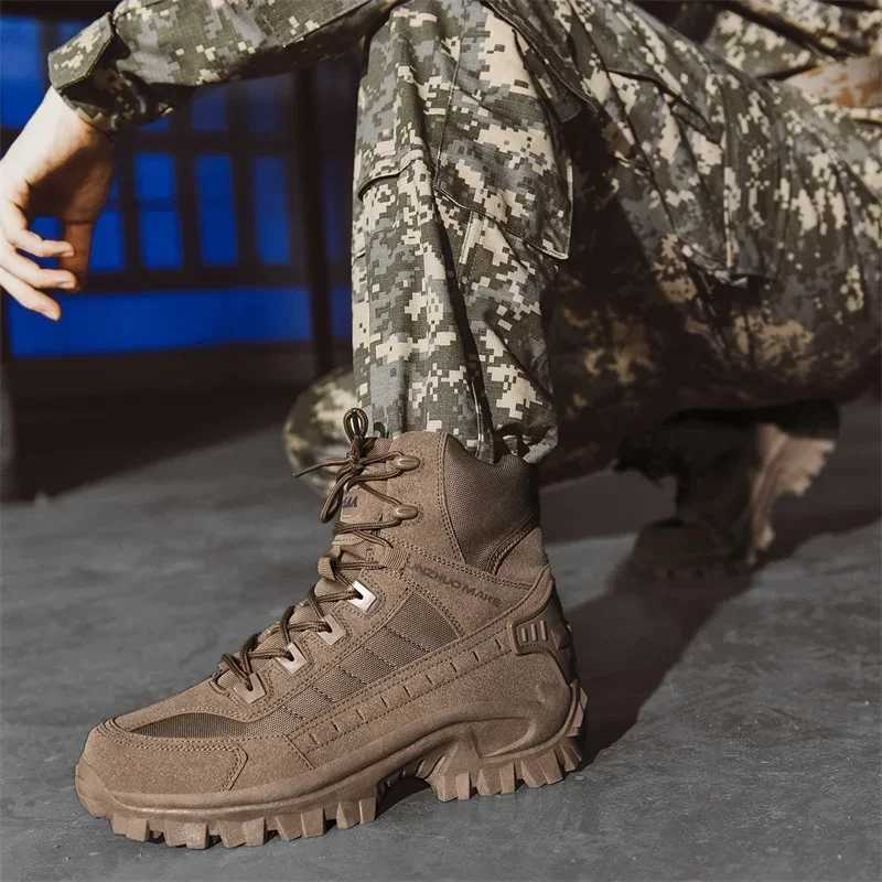 Men Boots Hightop Desert Tactical Boots Mens Hiking Shoes Outdoor Waterproof Ankle Work Safty Sneakers C251014