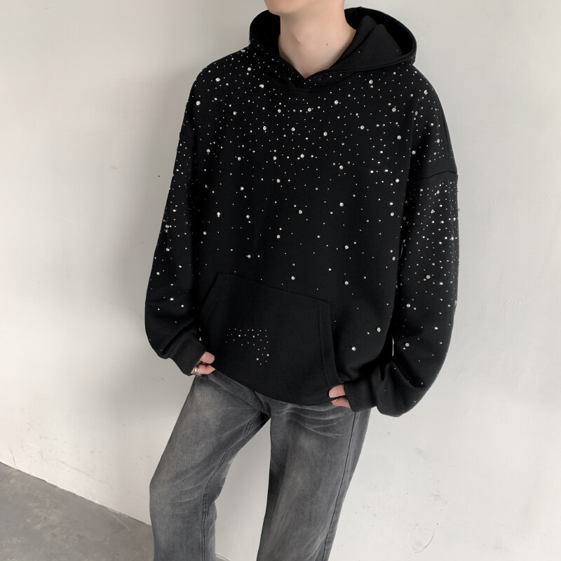 Designer Men's Hoodies Heavy high Street Hoodie Y2K For Men Sparkling Rhinestone Spring Autumn Ex High Quality Couple Sleeve