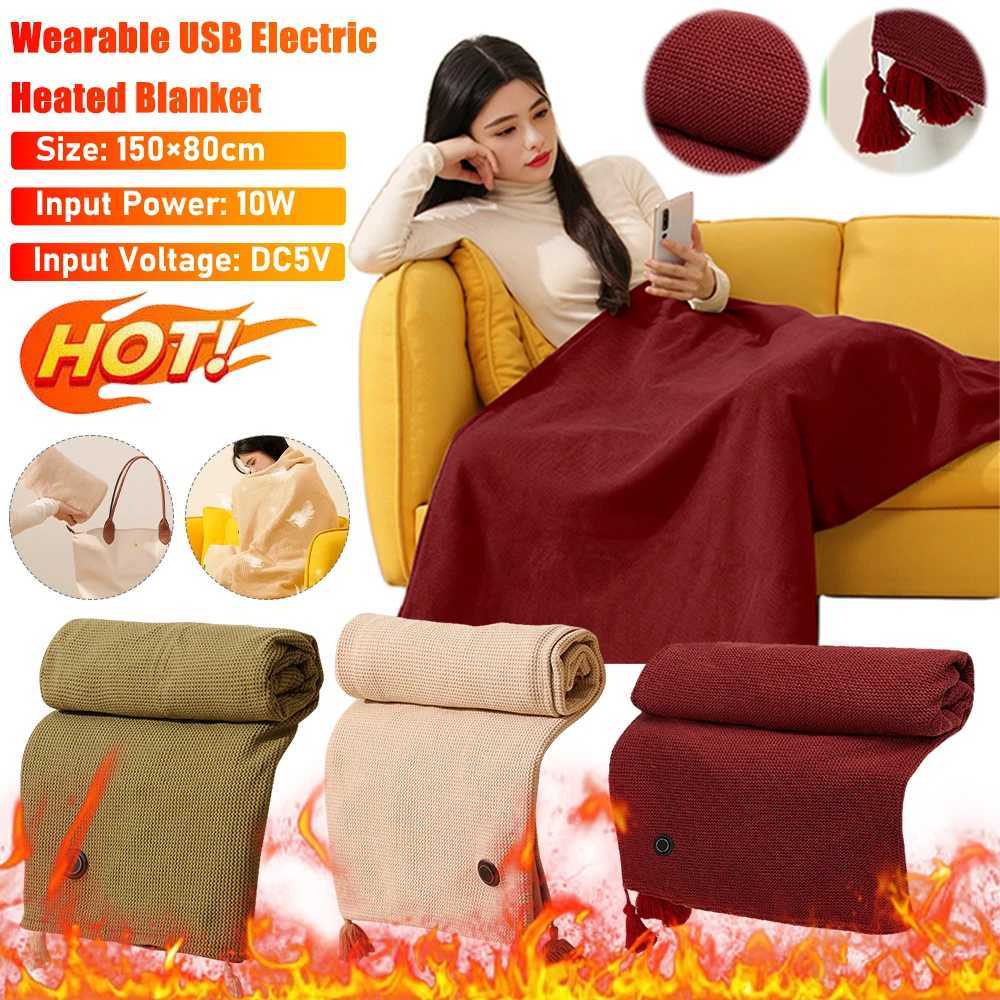 Wearable USB Electric Heated Blanket 3 Heating Levels Heated Shawl Portable Body Warmer Blanket for Home Office Heated Blanket Y251014