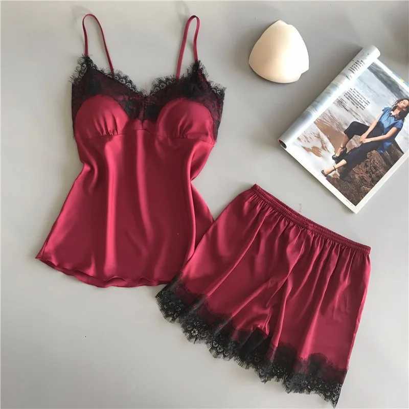 Sling Pajamas Female Summer Soft Silk with Cushion Sleepwear Homewear Gathered Large Size Sexy Nightwear Women LoungewearT251014