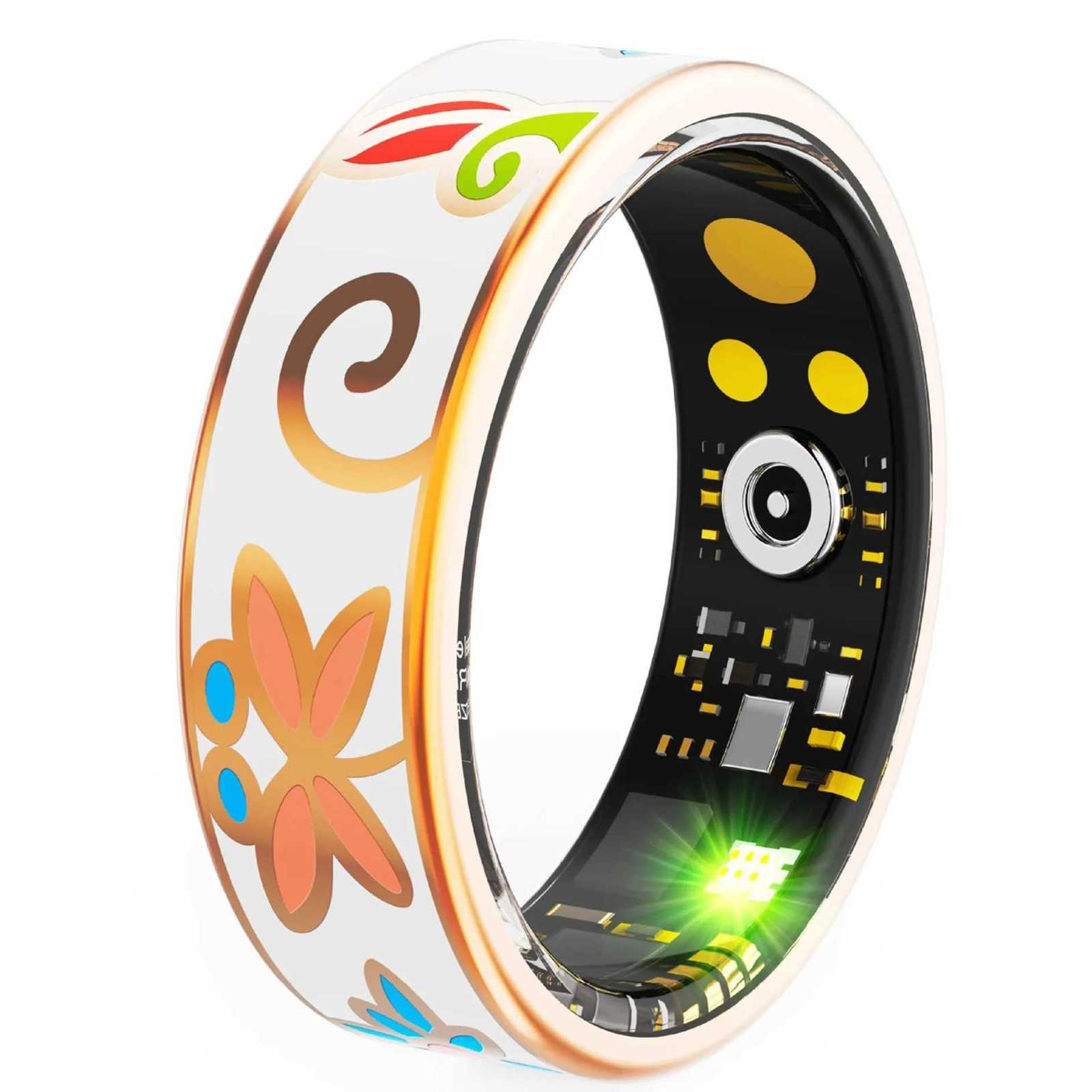 Enamel Smart Ring Rate Blood Pressure Health Monitoring Outdoor Sport Fitness Tracker Waterproof Bracelet Rings Y251014