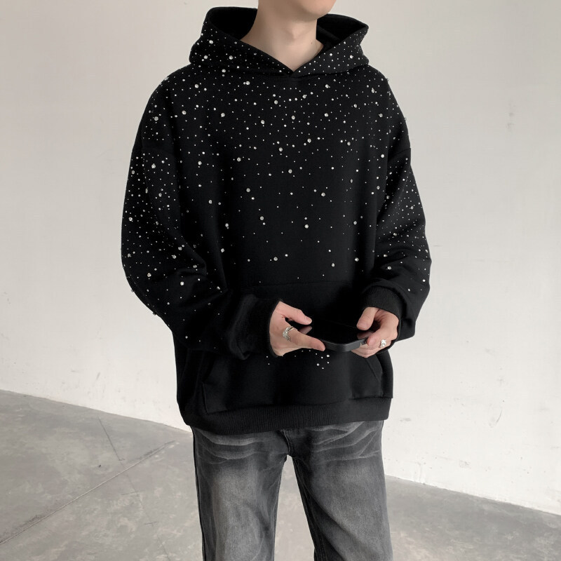 Designer Men's Hoodies Heavy high Street Hoodie Y2K For Men Sparkling Rhinestone Spring Autumn Ex High Quality Couple Sleeve