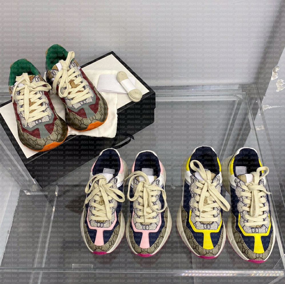 Rhyton Casual Shoes Designer Sneakers Men Women Vintage Daddy Sneaker Luxury Runner Trainers Brand Lady Chaussures Multicolor Platform Shoe 35-46