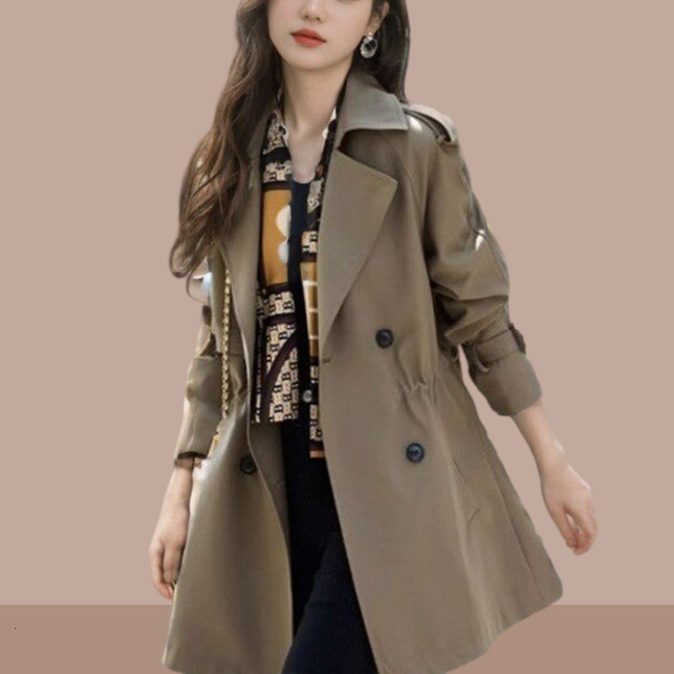Windbreaker Womens MidLength Petite 2025 Spring Autumn New British Style Coat Fashionable and Stylish 240820