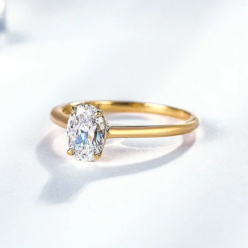 Kuololit 585 14K Yellow Gold 15CT 10CT Moissanite Ring for Women Ova Solitaire Ring Engagement Moissanite with Certificate GRA 251010