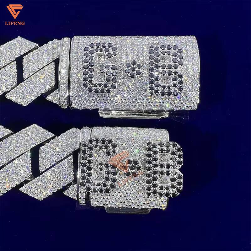 23mm 4Row Hip Hop White Gold Cuban Link Chain Iced 925 Silver VVS Moissanite Diamond Custom Charm Necklace Fine Jewelry for Men