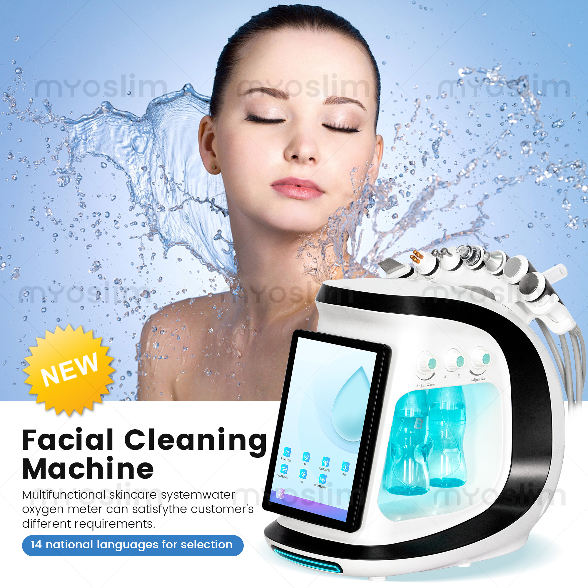Water Hydra Dermabrasion Oxygen Ice Blue Smart Jet Aqua Peeling Small Bubble Microcurrents For Facial Cleansing Machine Hot Sale