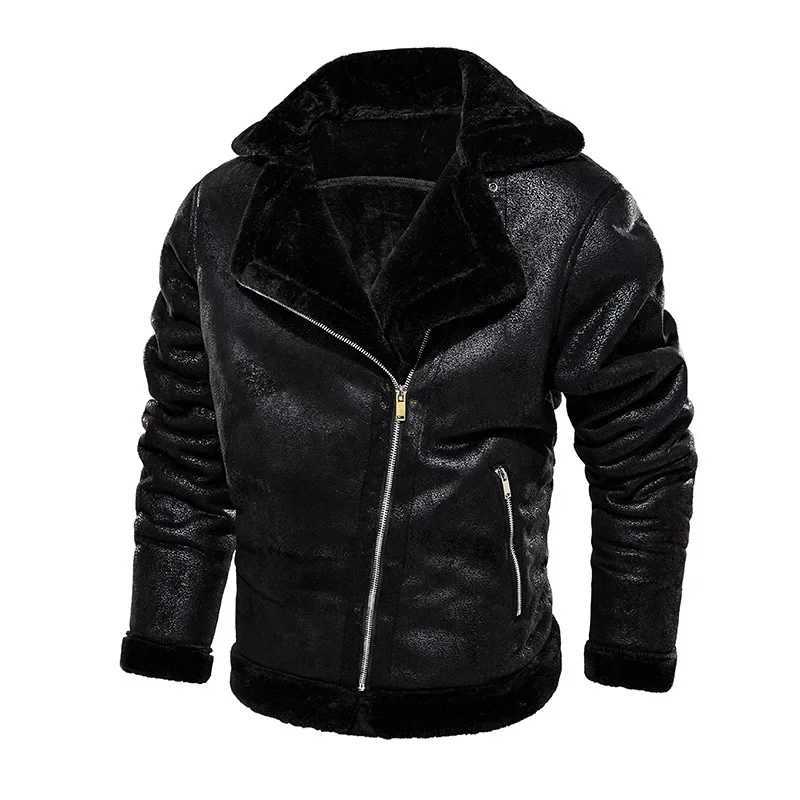 Winter Lapel LeaTHer JaCKet Plush THiCK Coat Mens Motorcycle JaCKet Korean Street Fashion Mens JaCKet Men J251014