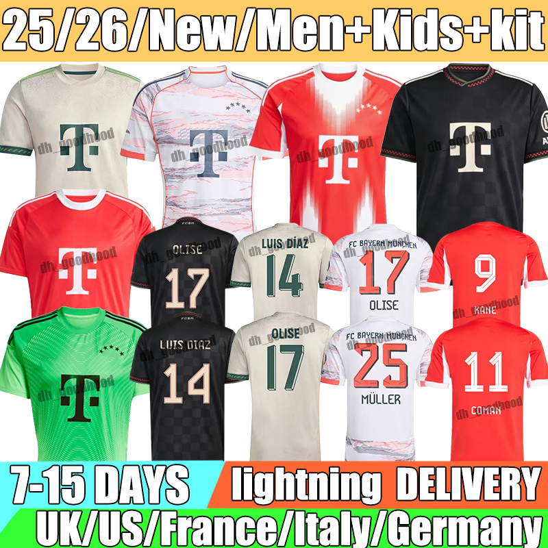 bayerns FC 25 26 J. Davies KIMMICH Soccer Jerseys Luis KANE Sane MUNICH Muller de Ligt MUSIALA Diaz Coman Gnabry bayernmunich 2025 football Shirt Men Kids kit