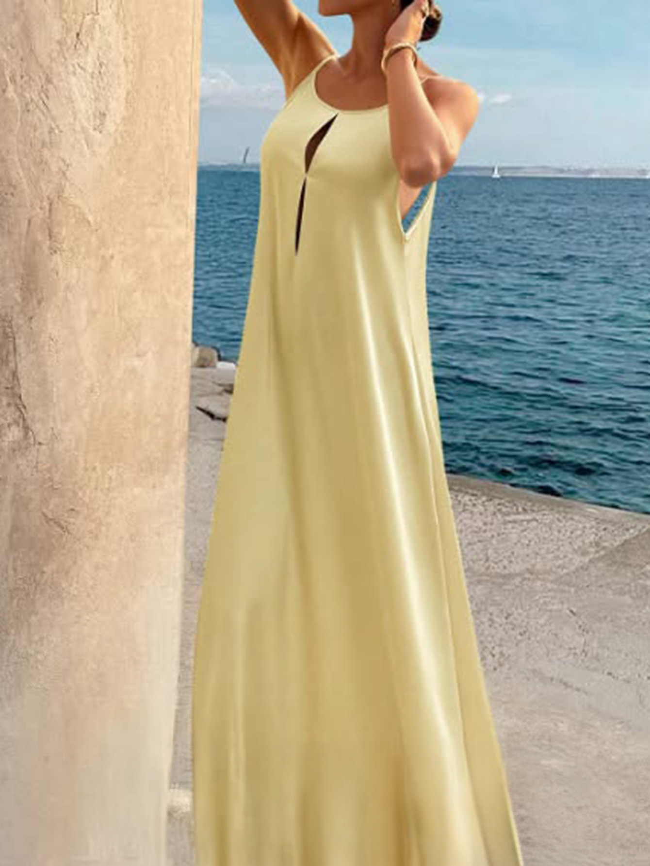 M10142Elegant and high-end suspender long dress women's clothing 2025 autumn and winter