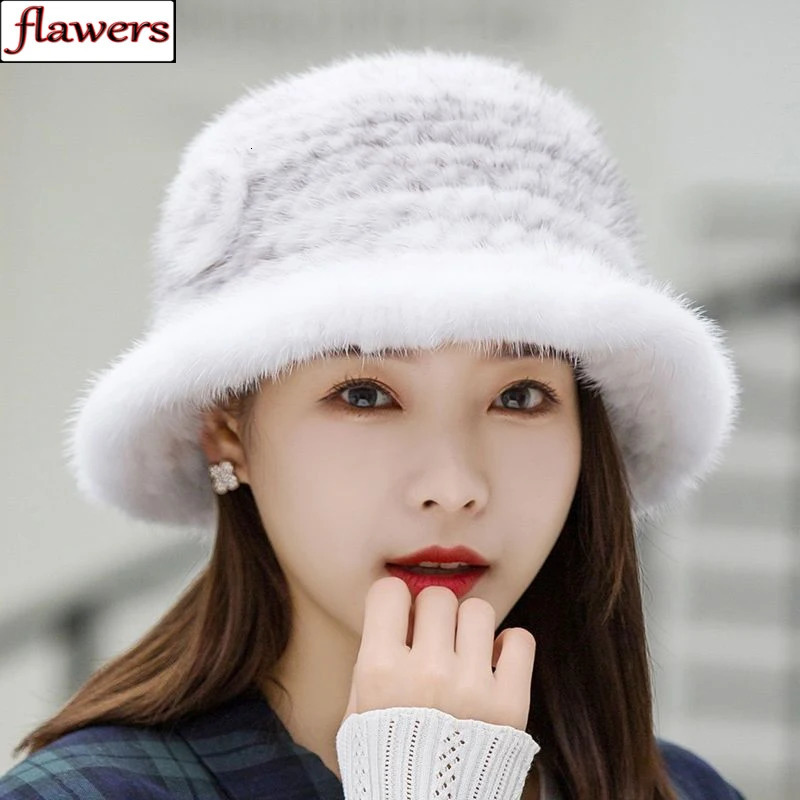 Winter Women Outdoor Keep Warm Real Mink Fur Hat Natural Warm 100 Real Mink Fur Hats Lady Knitted Quality Genuine Mink Fur Caps 251010