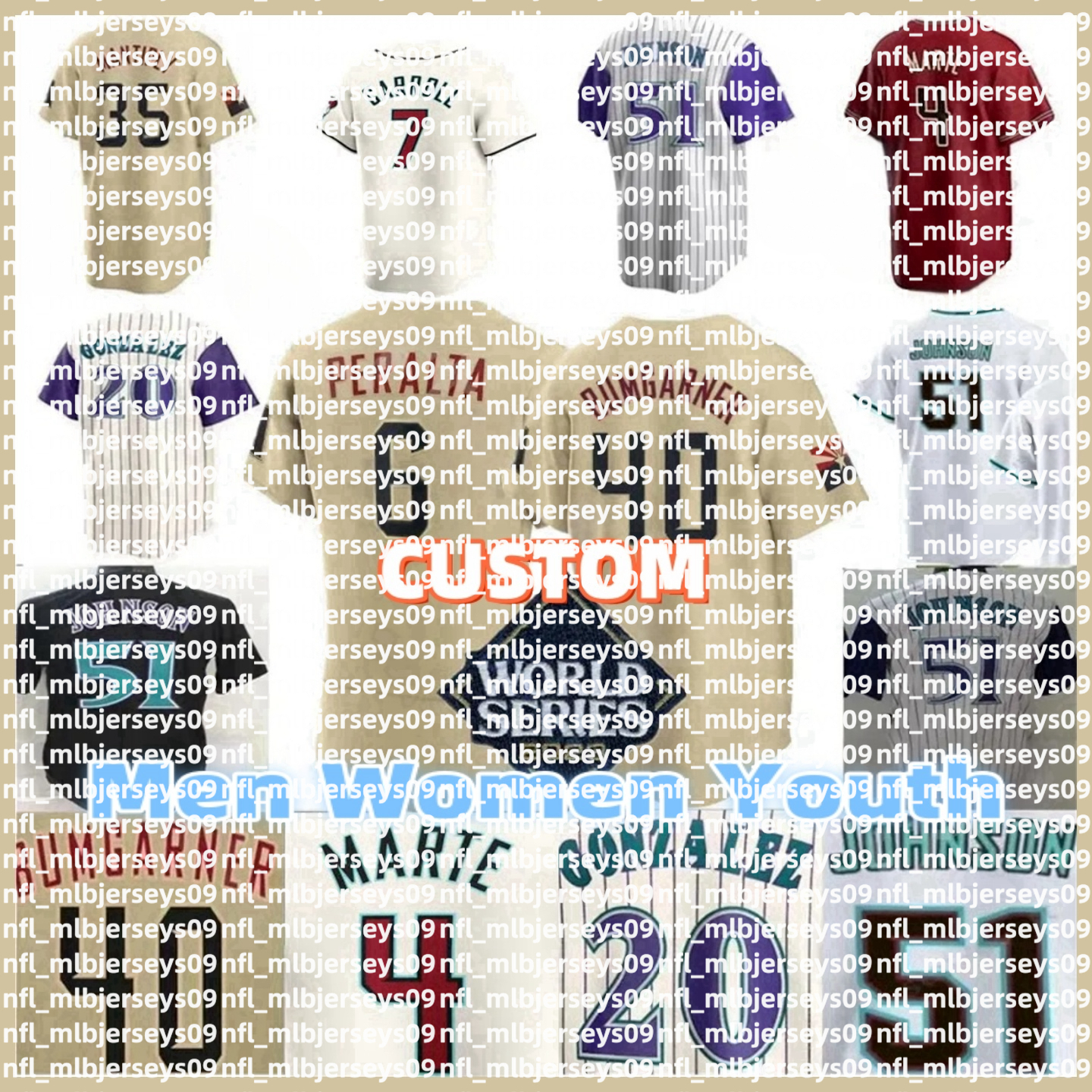 MLB Arizona''Diamondbacks''Men Women Baseball Jersey Randy 51 Johnson 53 Christian Walker 7 Corbin Carroll Lourdes Gurriel Jr. 4 Ketel Marte 23 Zac Gallen Luis