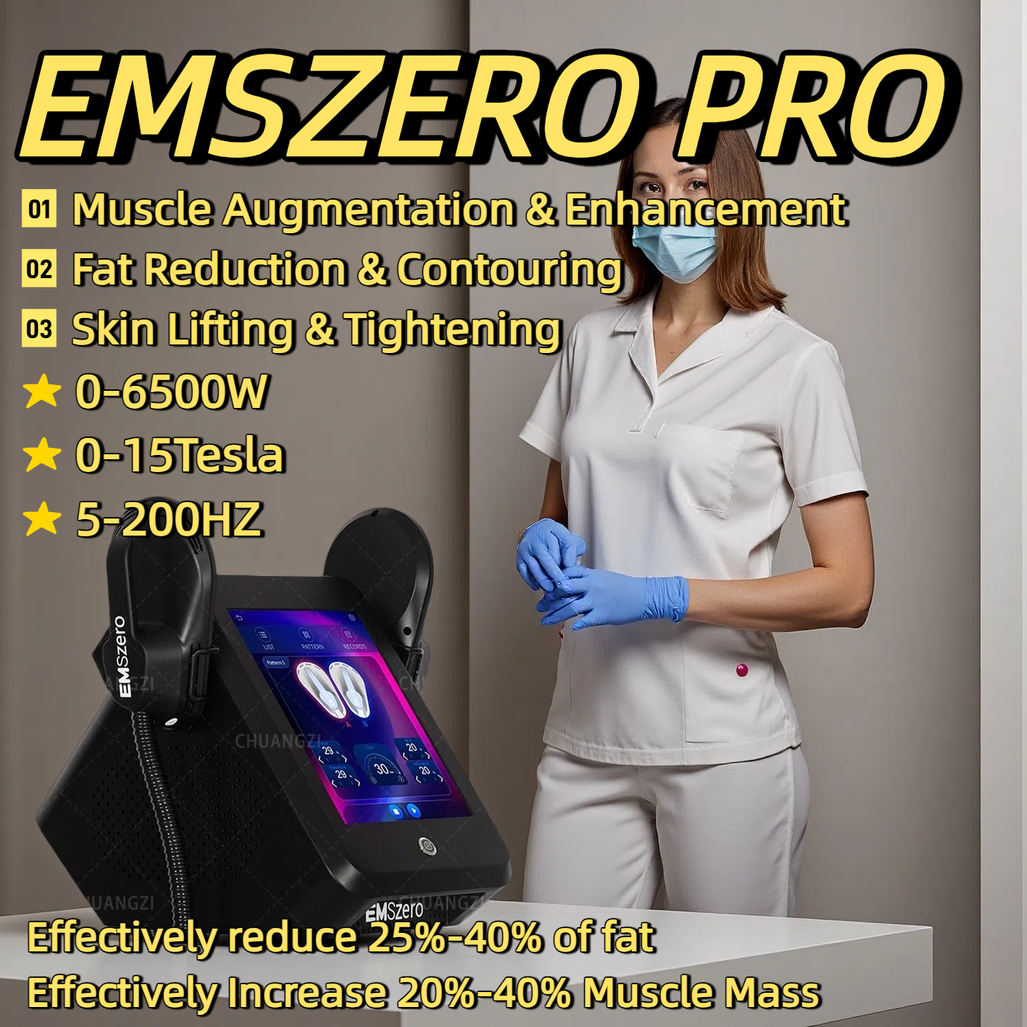 The Best EMSzero RF Weight Loss Slimming Machine Electro Magnetic Stimulation Body Sculpting And Muscle Building Machine 2/4/5 Handles 6500W 200HZ HIE
