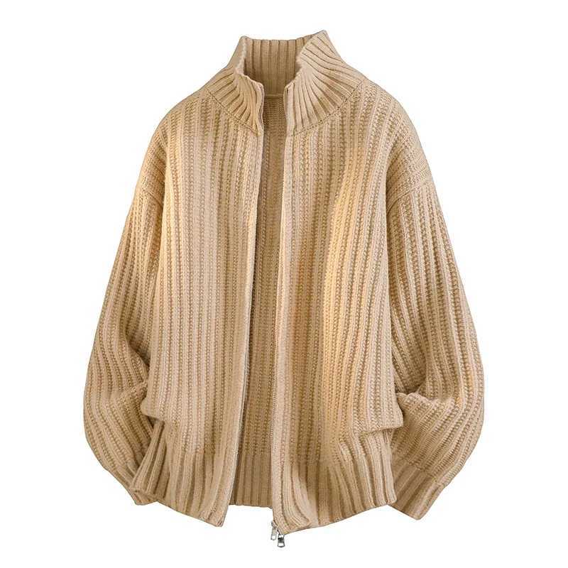 Mens Knitted Cardigan Sweater Autumn Winter Zipper Sweatercoat Men Korean Pure Color Versatile Simple Outerwear Knitwear Jaet W251014