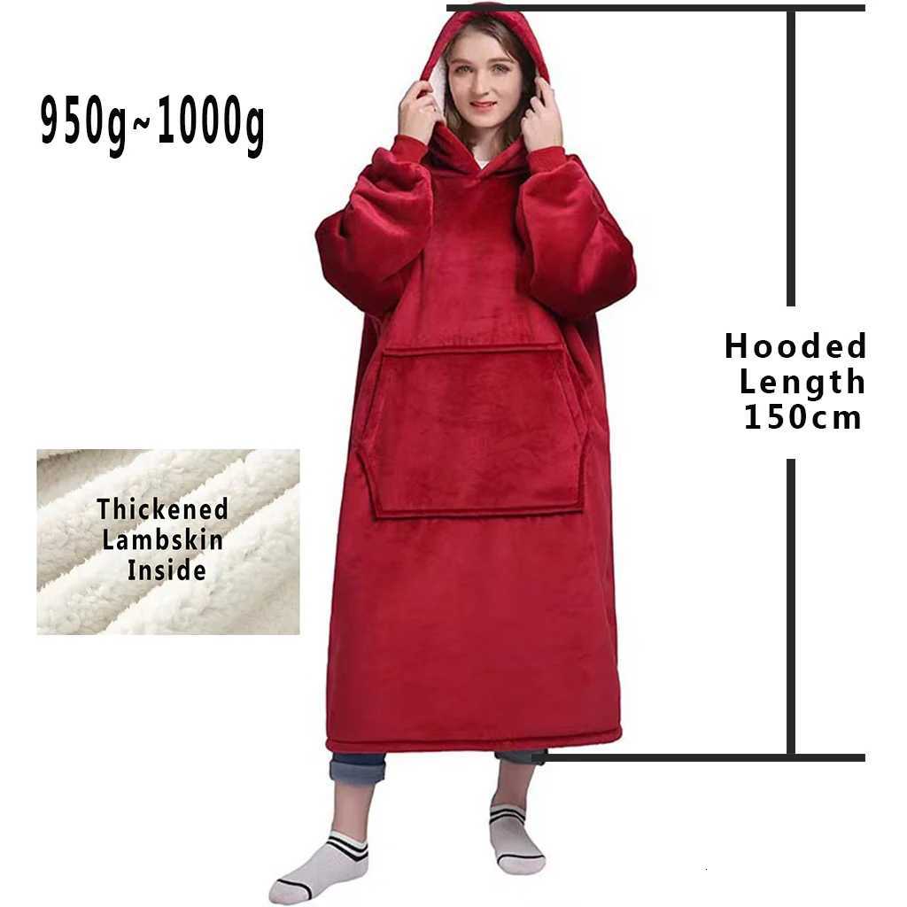Winter New In Long Hoodie Oversized Loose Pajama Casual Matching Solid Sleepwear Fleece Warm Long Sleeve Top Pullover Homewear Y251013