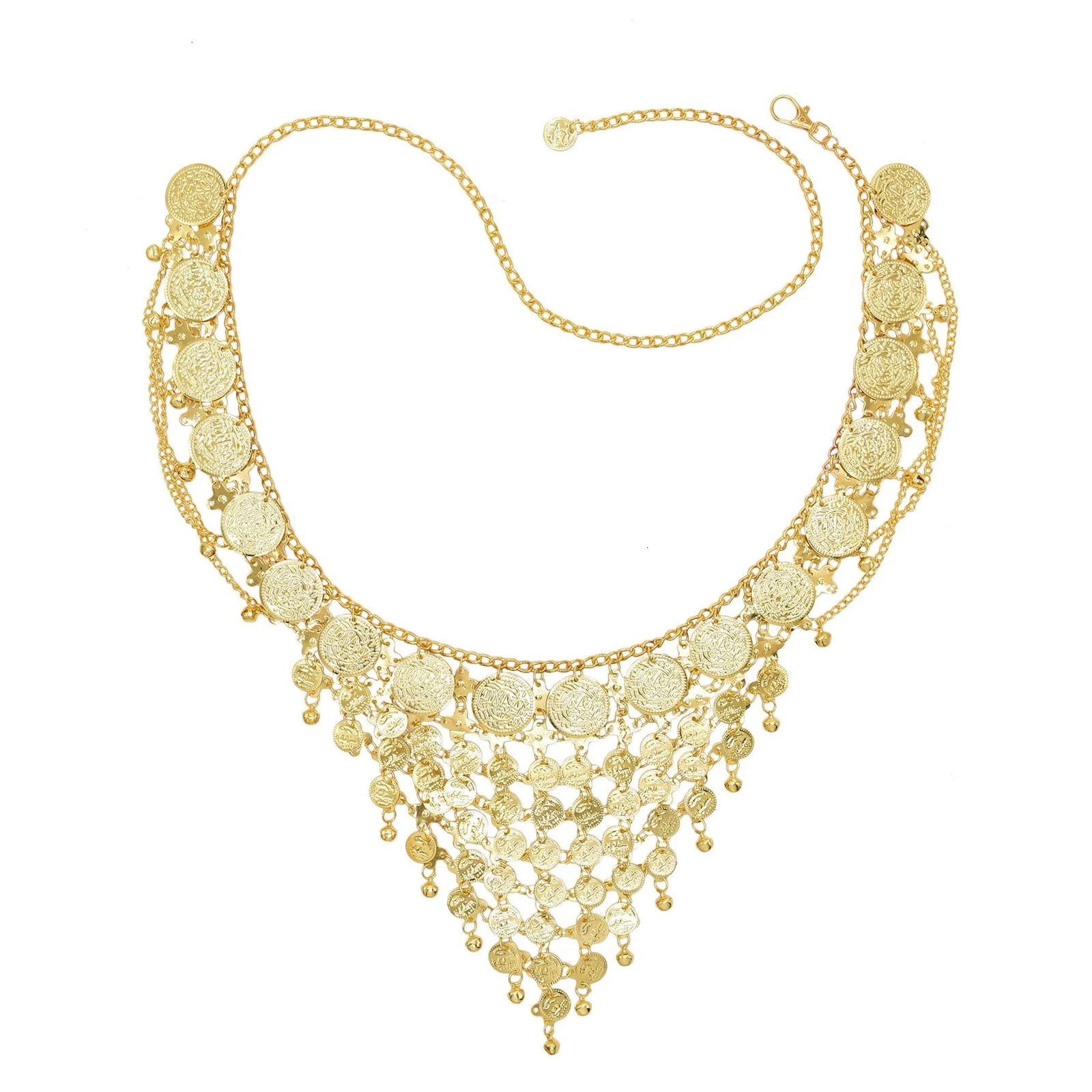 Gold Coin Pendant Womens Heavy Metal Gold Waist Chain Long Waist Belt Dress Body Chain Fashion for Women Vintage 251011