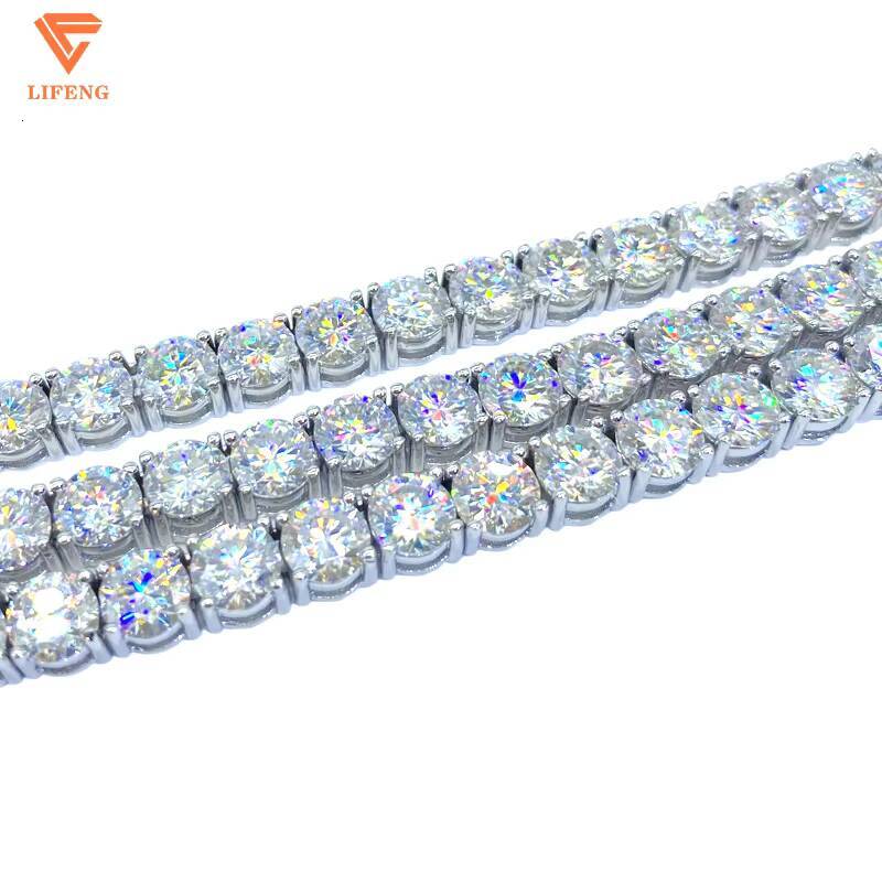 Pass Diamond Tester D Color Ice Out Moissanite Necklace 925 Silver Diamond Chain 6mm Vvs Moissanite Tennis Chain Hip Hop Jewelry