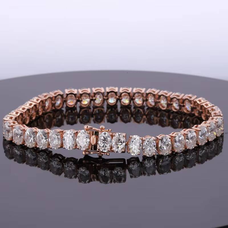 Fine Jewelry Men Women 9K Baguette Tennis Chain 925 Silver VVS Moissanite Tennis Bracelet 35mm Party Gift Elegant Bangle