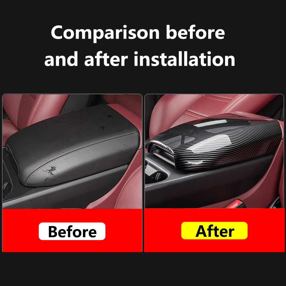 Car Carbon Fiber Center Console Armrest Box Panel Protection Cover Trim For Porsche Cayenne 2018-2024 Interior Accessories