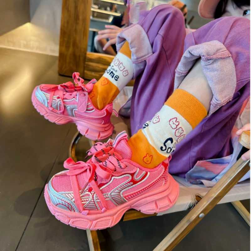 Childrens Sneakers Boy Spring Autumn Mesh Girls School Casual Basketball Fashion Kids Chunky Running Sports Shoes Soft XJ250701 XJ260303