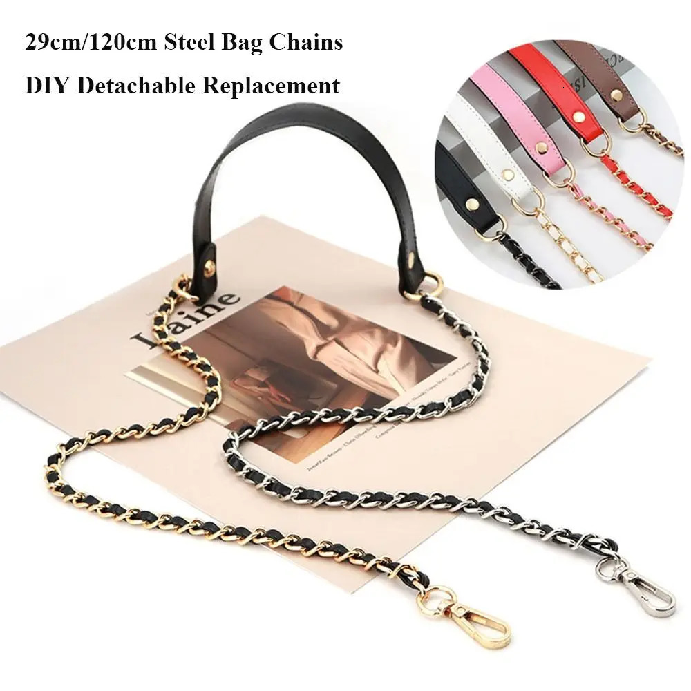 29cm120cm PU Leather Belts Straps Steel Bag Chains DIY Detachable Replacement Purse Chain Bag for Handbags Handle Accessories 251010 - view 3
