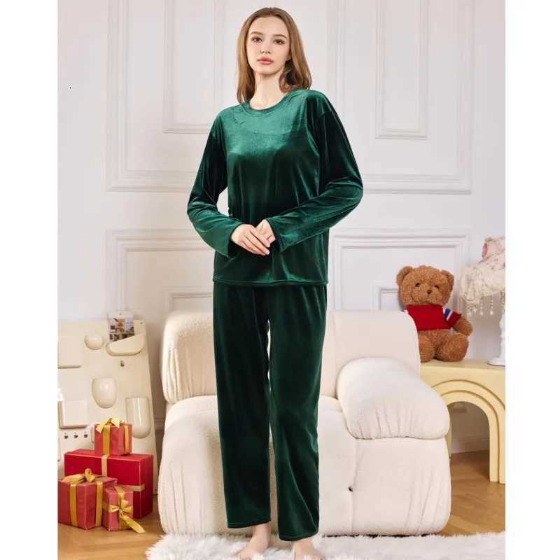 Womens Home Wear Suit Autumn And Winter Gold Velvet Longsleeved Trousers Pajamas Womens Suit Can Be Worn OutsideT251014