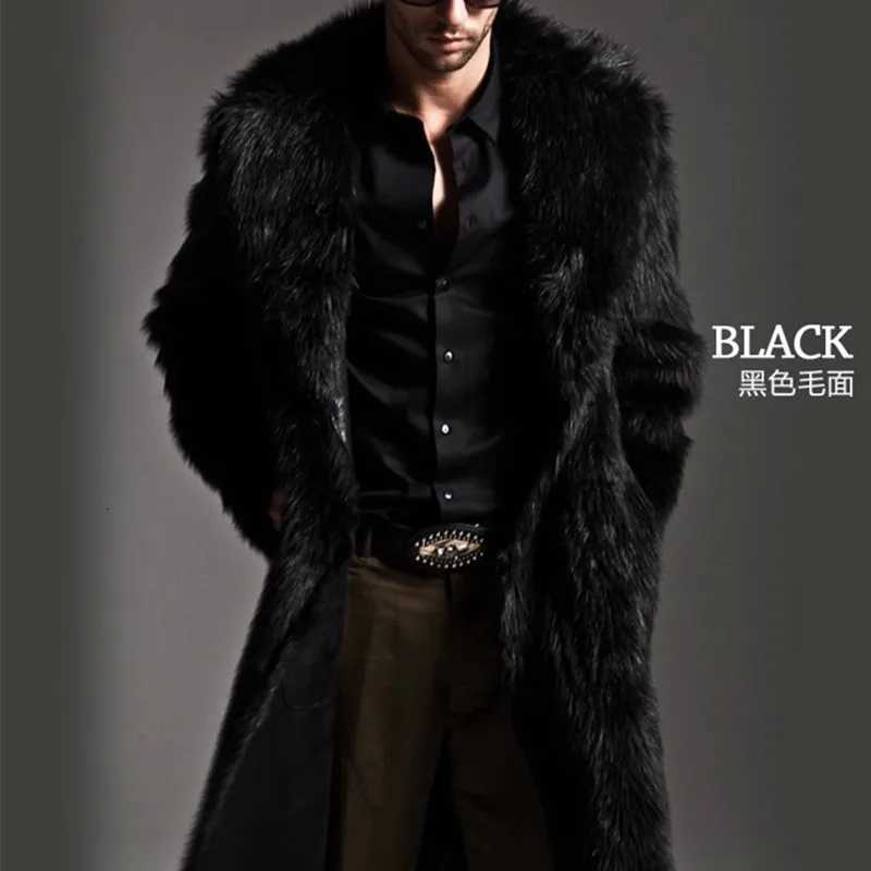 2025 Winter Black White Fur Coat Man Winter Warm Faux Fur Long Jacket Outerwears Outdoor Casual Fur Cardigan W251014