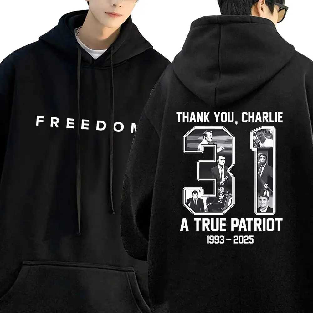 Charlie Kirk Freedom Graphic Print Hoodie Men Women Tribute Memorial American Hero Sweatshirt Male Patriotic Activism Streetwear J251203